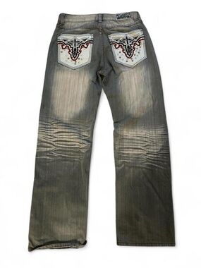 Vintage‎ Red Ape Studded Embroidered Baggy Y2K Hip Hop Jeans Size 34